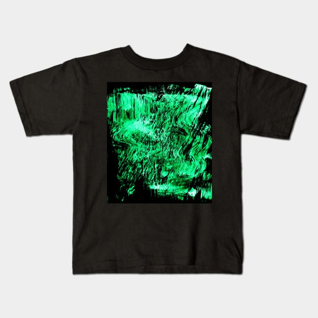 Simple abstract black-green textured watercolor, trendy earthy tones, colors. Hand-painted texture, splashes, drops of paint, smears. Best for backgrounds, wallpapers, covers and packaging, wrapping. Kids T-Shirt by Olesya Pugach